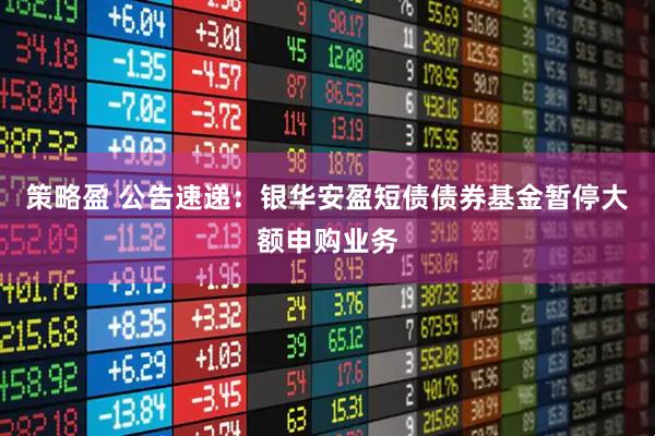 策略盈 公告速递：银华安盈短债债券基金暂停大额申购业务