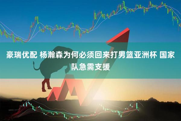 豪瑞优配 杨瀚森为何必须回来打男篮亚洲杯 国家队急需支援
