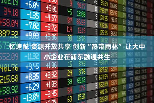 忆速配 资源开放共享 创新“热带雨林” 让大中小企业在浦东融通共生
